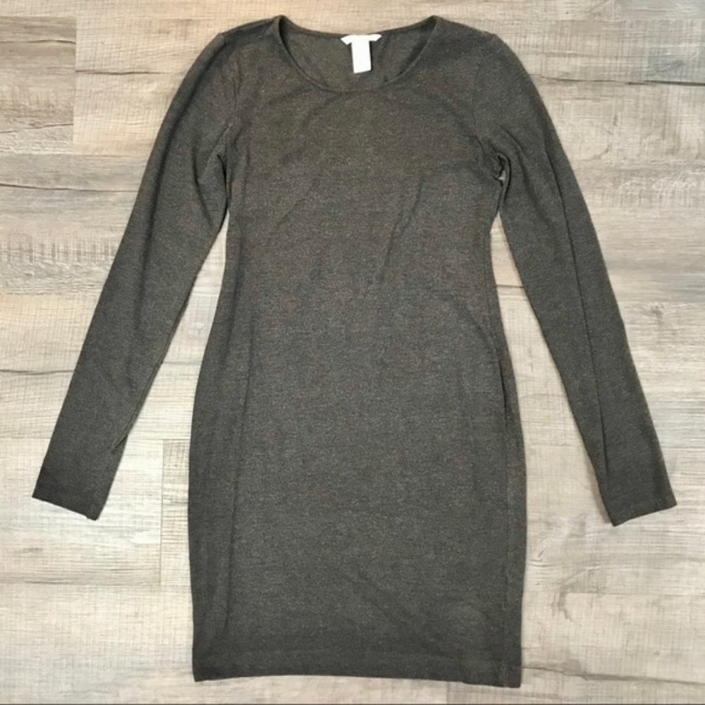 H&M Gray Long Sleeve Bodycon Dress Sz S
